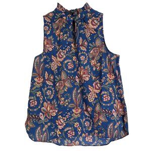 J CREW Liberty Flora Belle Ruffle Neck Sleeveless Blouse 8